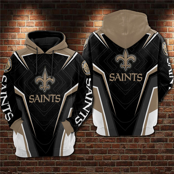 Men's New Orleans Saints Black/Gold 3D All Over Print Pullover Hoodie